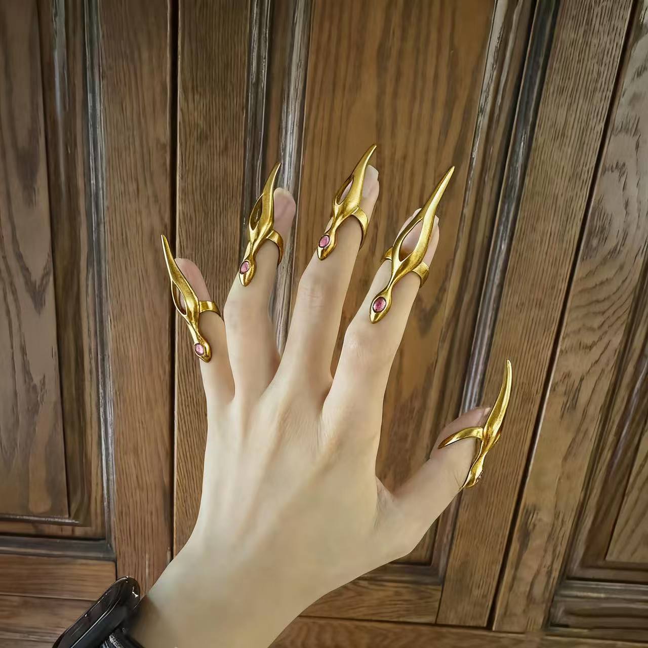 Single Gothic Punk Dark Design Niche Fidget Cosplay Armor Nail Unisex Ring_voghion.com