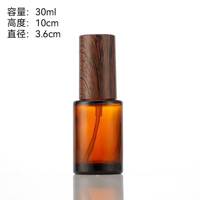 30ml; tapa de madera + cabeza de pulverización + botella de té; vidrio.