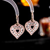 South Korean goods, retro earrings heart shaped, fashionable zirconium heart-shaped, micro incrustation