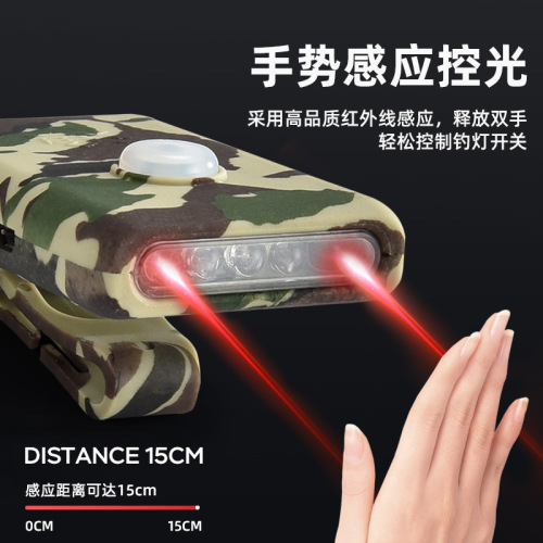 Night fishing sensor headlight clip hat lamp fishing charging high-intensity super bright LED head-mounted outdoor baiting hat brim light