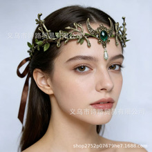 仿真树枝头饰眉心坠皇冠花环鹿角新娘配饰COS巴洛克仙女精灵森系