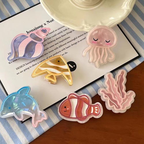 Ocean Series Dolphin Cute Student Girl Acrylic Hairpin Bangs Side Clip Headband Card Children's Accessories
