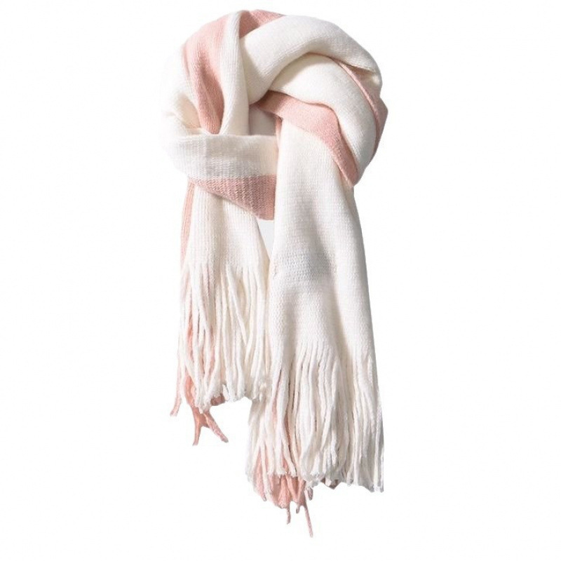 Szalik damski jesień i zima 2025 Nowy kolor dopasowany pogrubiony wydłużony modny wszechstronny szalik studencki prosty para_voghion.com