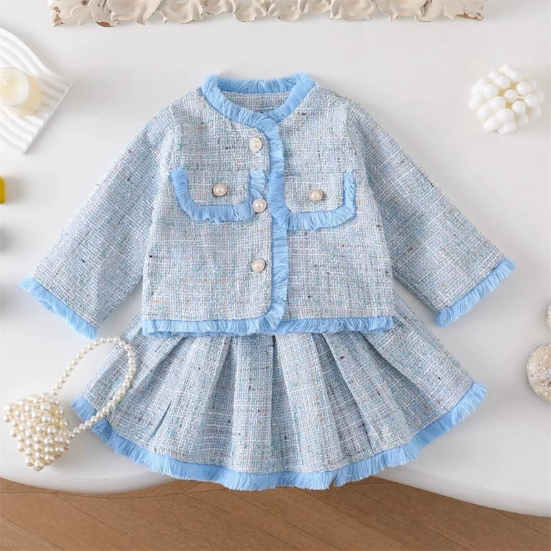 Осенний набор, модная куртка, pleated юбка, стиль Chanel, французский стиль, западный стиль