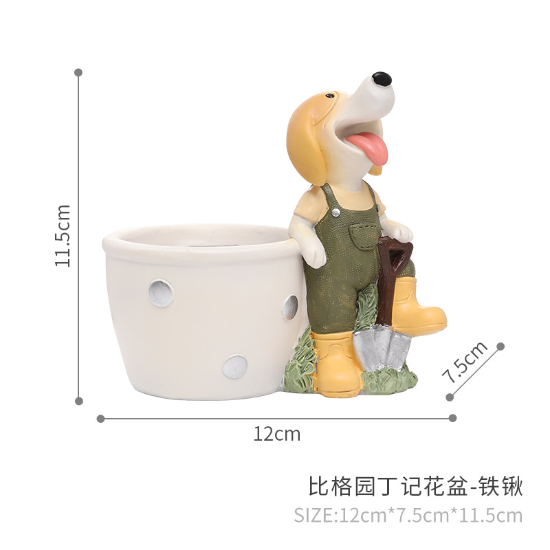 Creative Cartoon Beagle Succulent Flower Pot Home Balcony Resin Small Flower Pot Desktop Micro Landscape Gardening