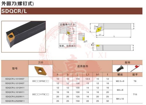 力锋数控刀具 107.5° SDQCL SDQCR  外圆车刀刀杆  16 20 25 32