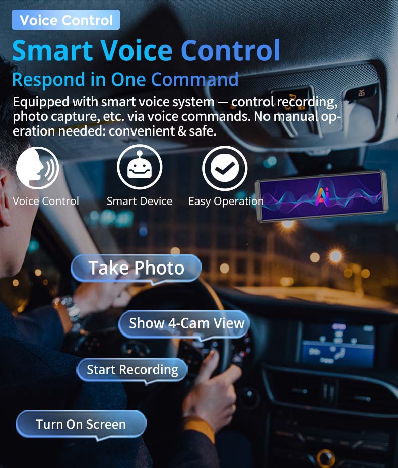 Cross-Border 12-Inch 4K Streaming Media Driving Recorder with 4-Channel Blind Spot Adas Assistance and Bsd Parking Monitoring Recorder
