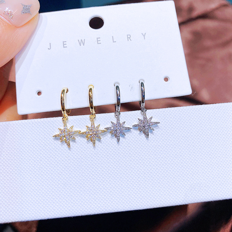 Womenu0027S Fashion Star Copper Earrings Inlaid zircon Zircon Drop Earrings