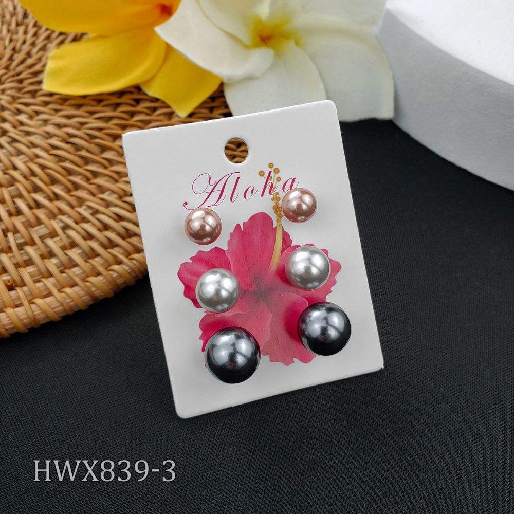 Simple Style Round Copper Plating Inlay Pearl Ear Studs 1 Set