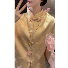 两世欢 2026春李新款新中式缎面提化感外套+阔腿裤裤子套装女