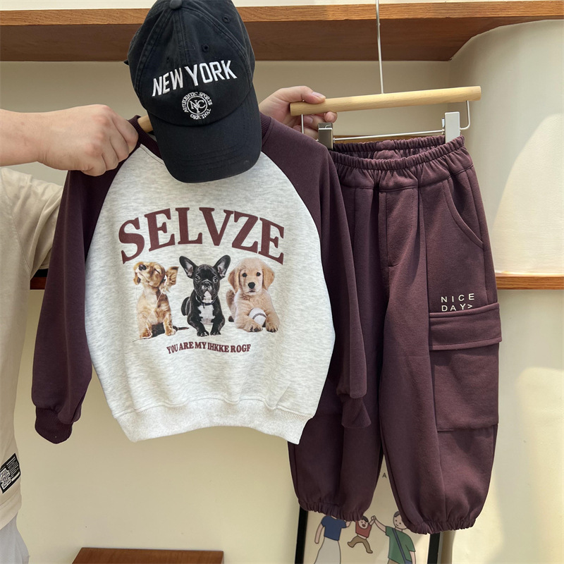 Pantaloni da lavoro e da sport per bambini autunnali 2024 per ragazzi e ragazze, tinta unita, con grandi tasche e lettere_voghion.com