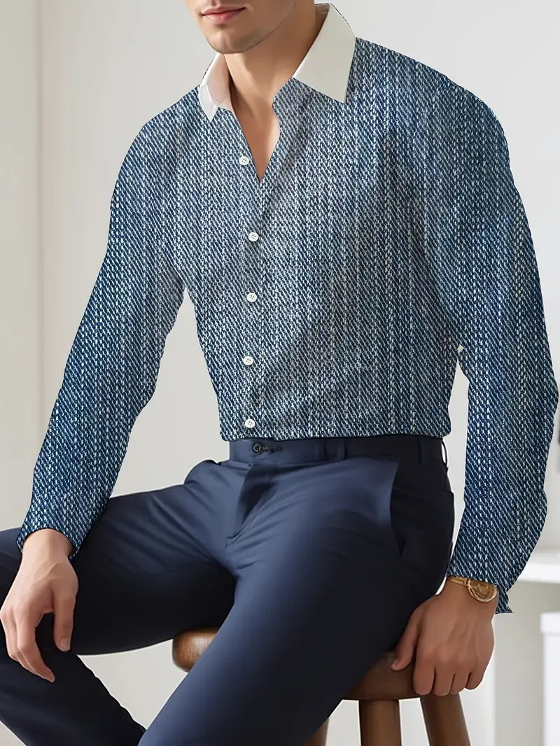 2025 nueva camisa de manga larga con degradado de color salvaje casual de moda europea y americana transfronteriza de Amazon MB12