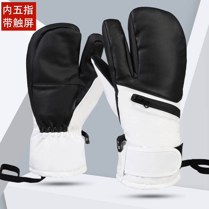 Invierno con bolsa impermeable, hombre y mujer, esquí de monopatín de invierno, calor, desgaste, ciclismo antideslizante, viento, frío, impermeable y guante de dedo