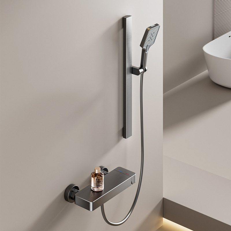 家用简易淋浴花洒套装增压卫生间浴室民宿分体式枪灰喷枪喷头跨境