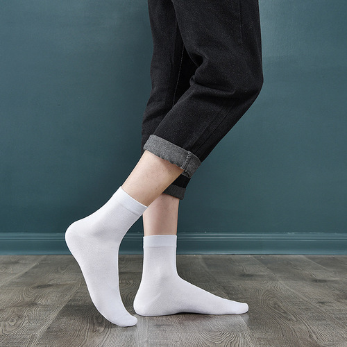 Silunqi 8117 mulberry silk mid-calf men's socks handmade boneless solid color business socks super soft and comfortable socks