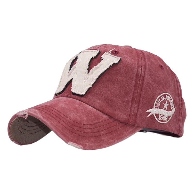 Cross-border clásico oblicua W carta bordada gorra de béisbol lavado viejo no-desvanecimiento al aire libre sombrero de sol al por mayor