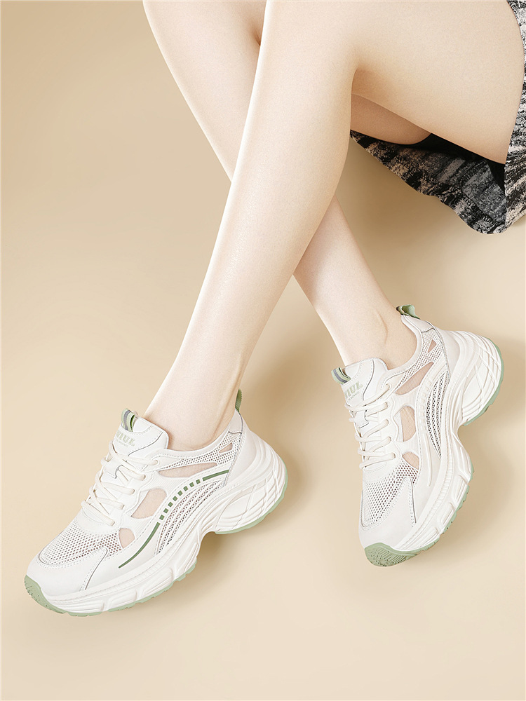 Giày sneaker nữ đế dày mùa hè 2025 đa năng đế mềm êm chân — 7252 gót xanh cao 5cm, 7252 màu xám gót cao 5cm