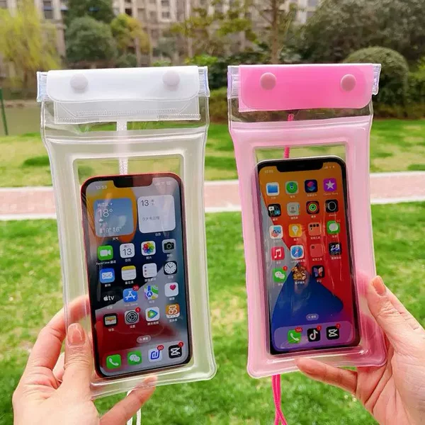 Three-fold mobile phone waterproof bag airbag swimming drifting Velcro seal protection diving cover touch screen manufacturers wholesale