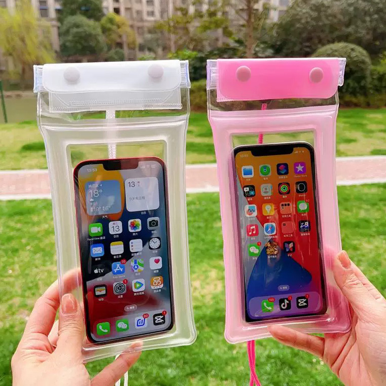 Three-fold mobile phone waterproof bag airbag swimming drifting Velcro seal protection diving cover touch screen manufacturers wholesale