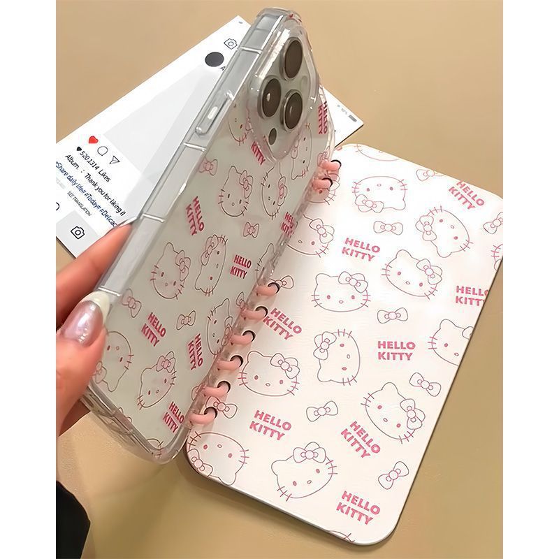 卡通涂鸦kt猫翻盖笔记本iPhone15promax苹果16手机壳14书本13可爱|undefined