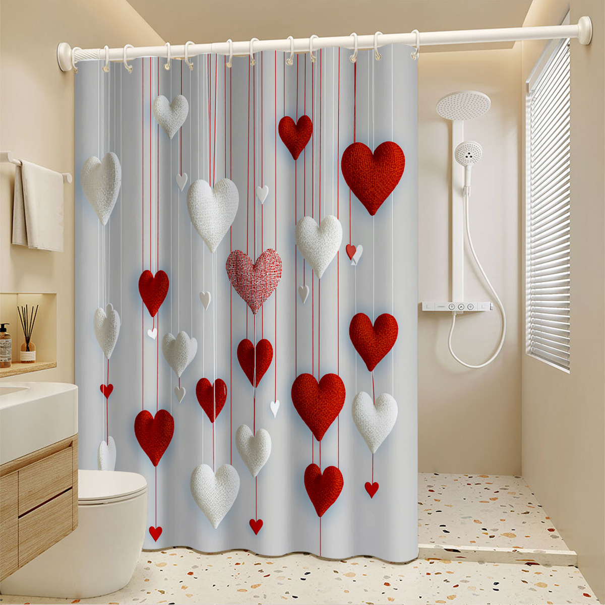 Foreign Trade Cross-border Pink Valentine's Day Partition Curtains Hot-selling Wholesale Polyester Waterproof Shower_voghion.com