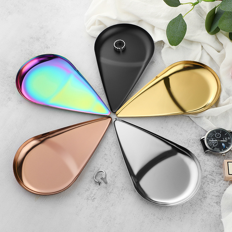 Nordic Style Tray Golden Ornament Tray Storage Jewelry Ring Home High-grade Sense High-value Stainless Steel Tray