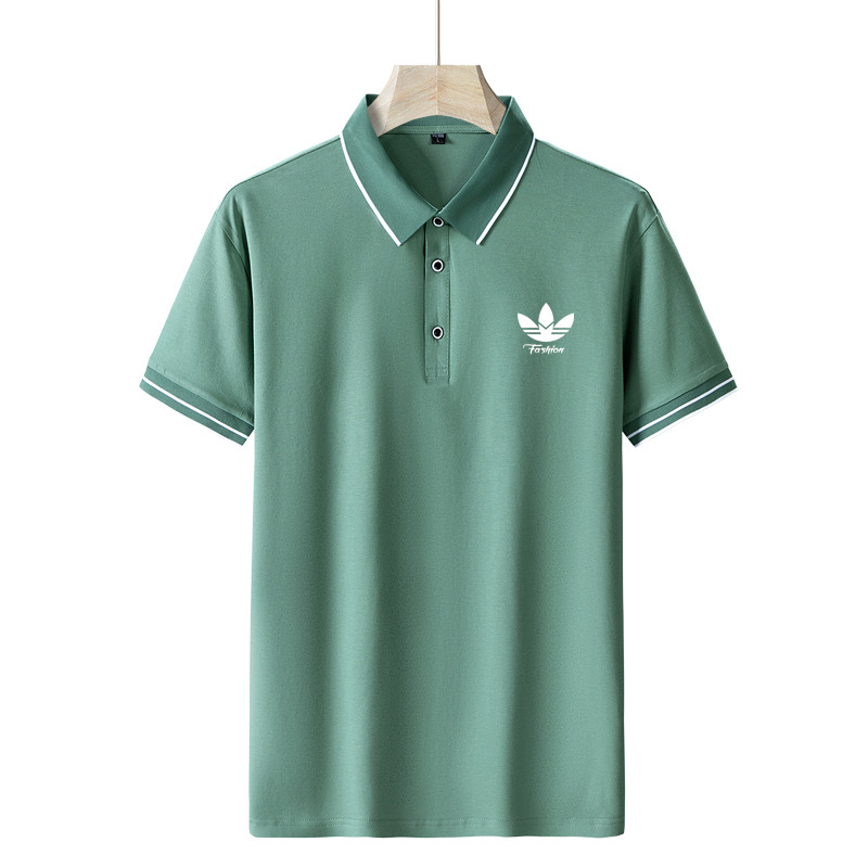 Trébol de verano nuevo estilo camisa POLO de manga corta para hombre top casual de negocios temperamento de color sólido material de algodón de gran tamaño de moda manga corta