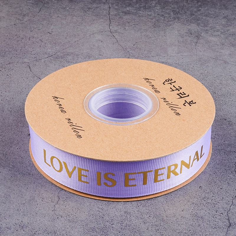 Cinta de flores con hilo de 2.5 mm, cinta para envolver flores, arte floral, cinta acanalada con lámina dorada, letras en inglés LOVE, para atar ramos