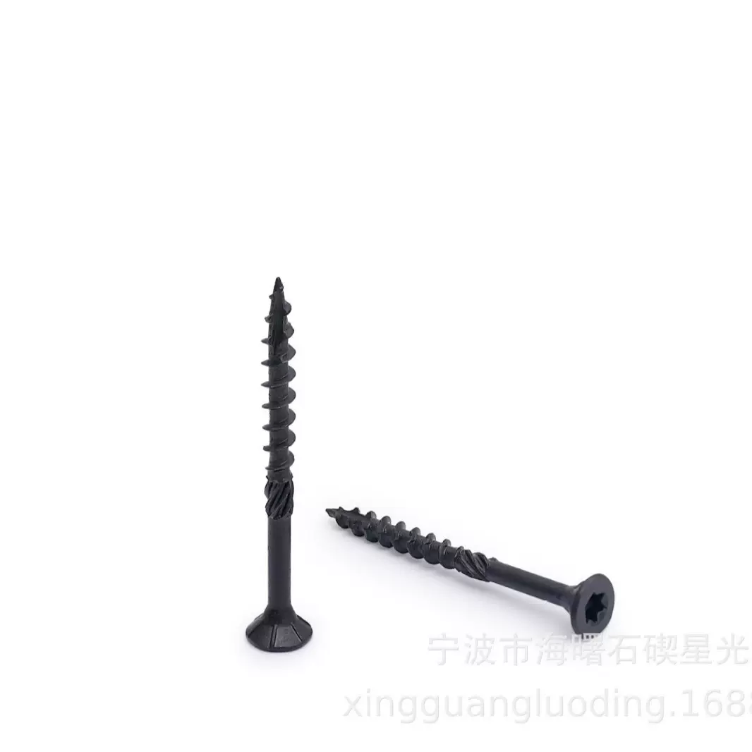 #8*2沉头梅花槽滚花黑色户外地板螺钉 t25