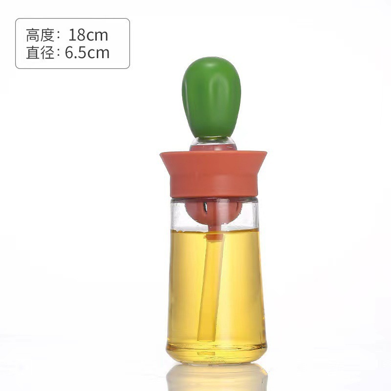 計量ブラシオイルボトルシリコーンオイルブラシキッチン家庭用逆さブラシ一体型ガラスオイルポットバーベキューエアフライヤーブラシオイルボトル|undefined