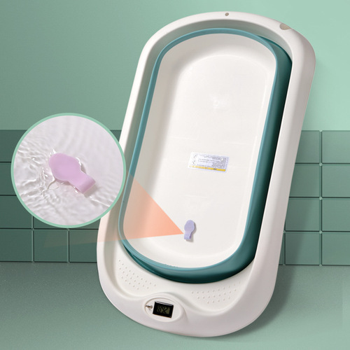 Leboni Baby Bath Tub for Infants and Children: Extra-Large, Plastic, with Built-in Temperature Gauge, Foldable, Made of Silicone