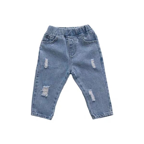 子供服の子供の穴が開いているジーパンの春と秋の新型の1-8歳の女性の男の子のゆったりしているズボンの赤ちゃんの洋気のお父さんのズボン|undefined
