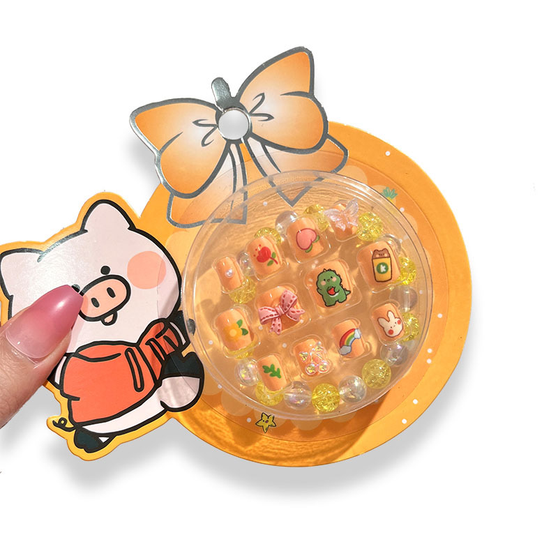 Pegatinas de uñas para niños con pulsera de cuentas parche de uñas falso bebé autoadhesivo estilo ins pegatinas de uñas de dibujos animados