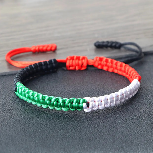 Adjustable Hand-Woven Bracelet Colorfulful Diamond Knot Palestinian Kuwait Uae Flag Colorful Bracelet