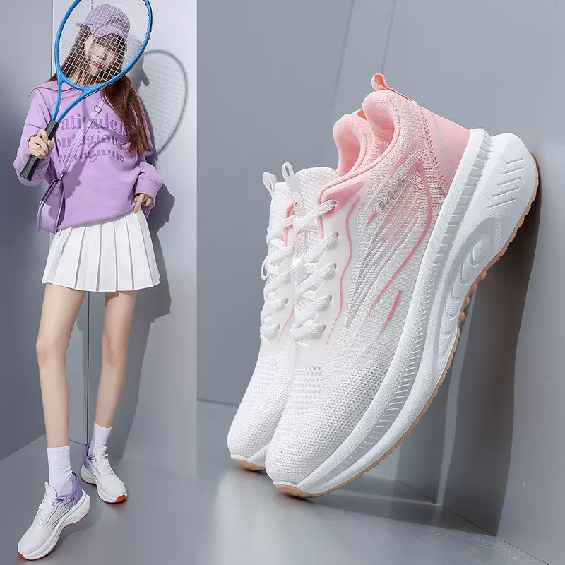 2026春季新款飞织鞋韩版运动女网面透气学生休闲鞋厚底跑步