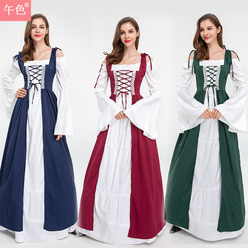 Halloween costume European and American medieval Renaissance cosplay role-playing dress long dress costume large size