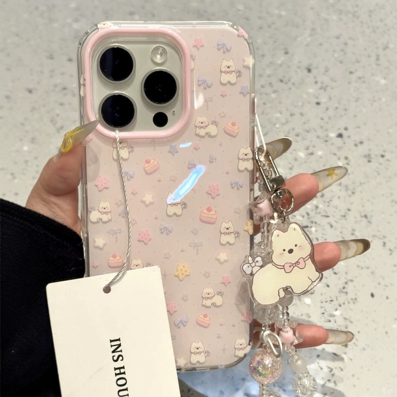 ファンデーションの紋様の蝶結びの子犬はiphone16 proの携帯電話の携帯電話の新型の14リンゴ15/13/12女性8を適用します。|undefined