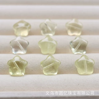 天然柠檬黄水晶五角星通孔珠diy手链项链耳饰小滴溜饰品配件批发