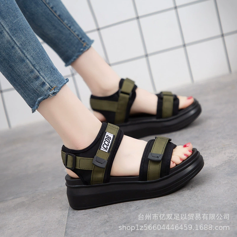 Спортивные сандалии Женские летнее Новое поступление 2023 Модные сандалии на платформе кибер-знаменитостей на толстой подошве на танкетке с мягкой подошвой для беременных женщин