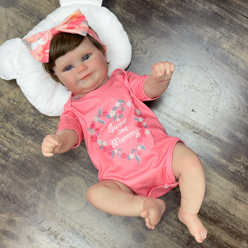 Muñeca regordeta y realista, muñeca de renacimiento, muñeca de bebé de simulación de vinilo suave, muñeca de juguete de acompañamiento para niños