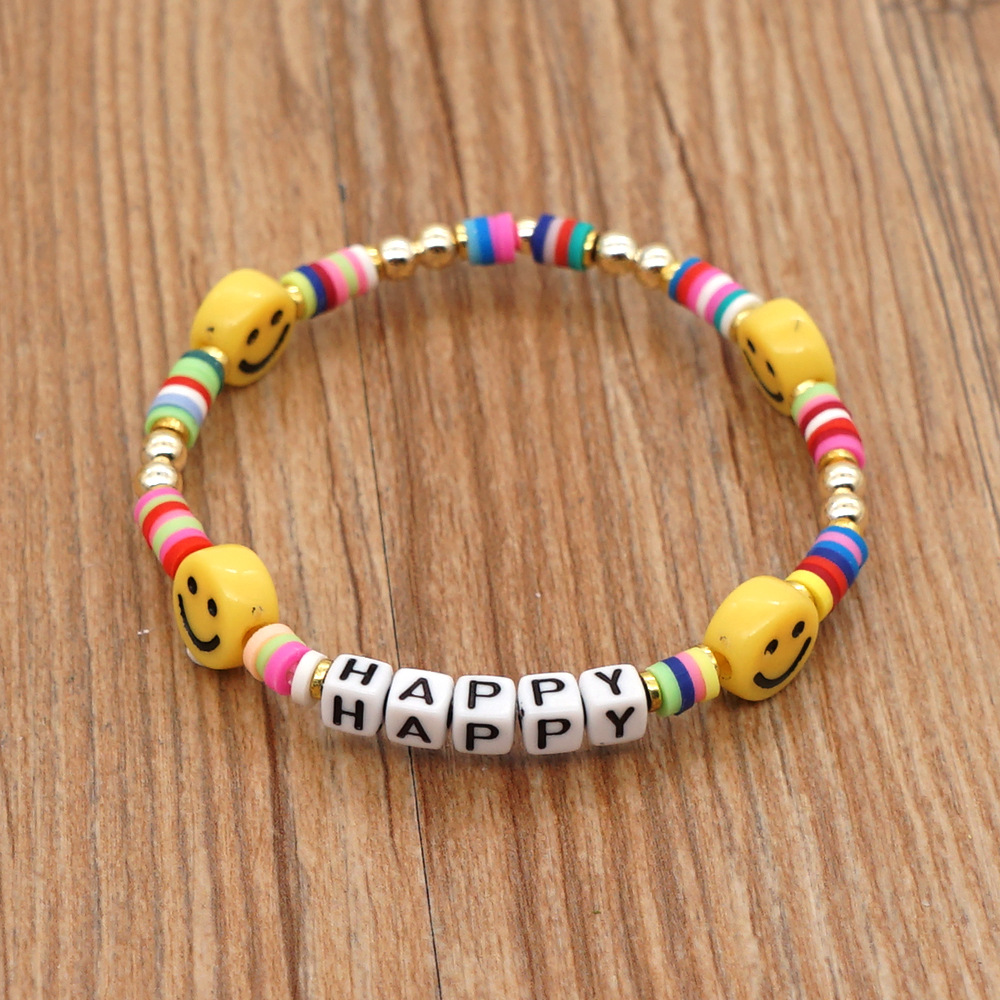 Letter Bohemian No Inlaid Plastic Soft Clay Bracelets Wholesale display picture 3