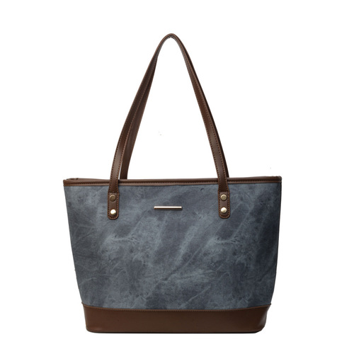 Fashionable casual large-capacity tote bag for women new 2024 large bag fashionable contrast color commuter bag trendy shoulder bag