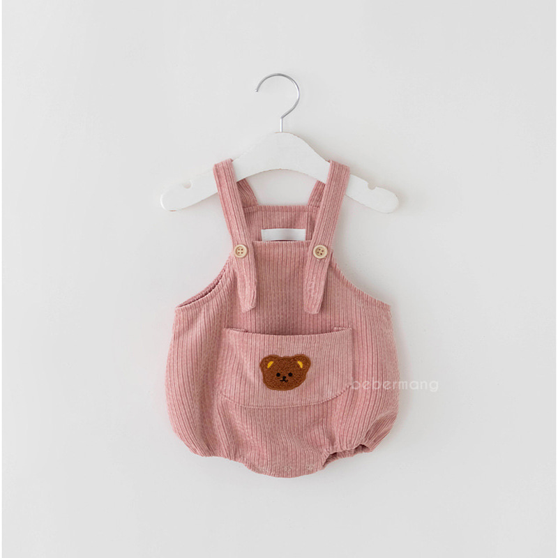 Estilo coreano niños y niñas recién nacido suspender romper ins oso infantil bordado triángulo mameluco PANA corto mameluco