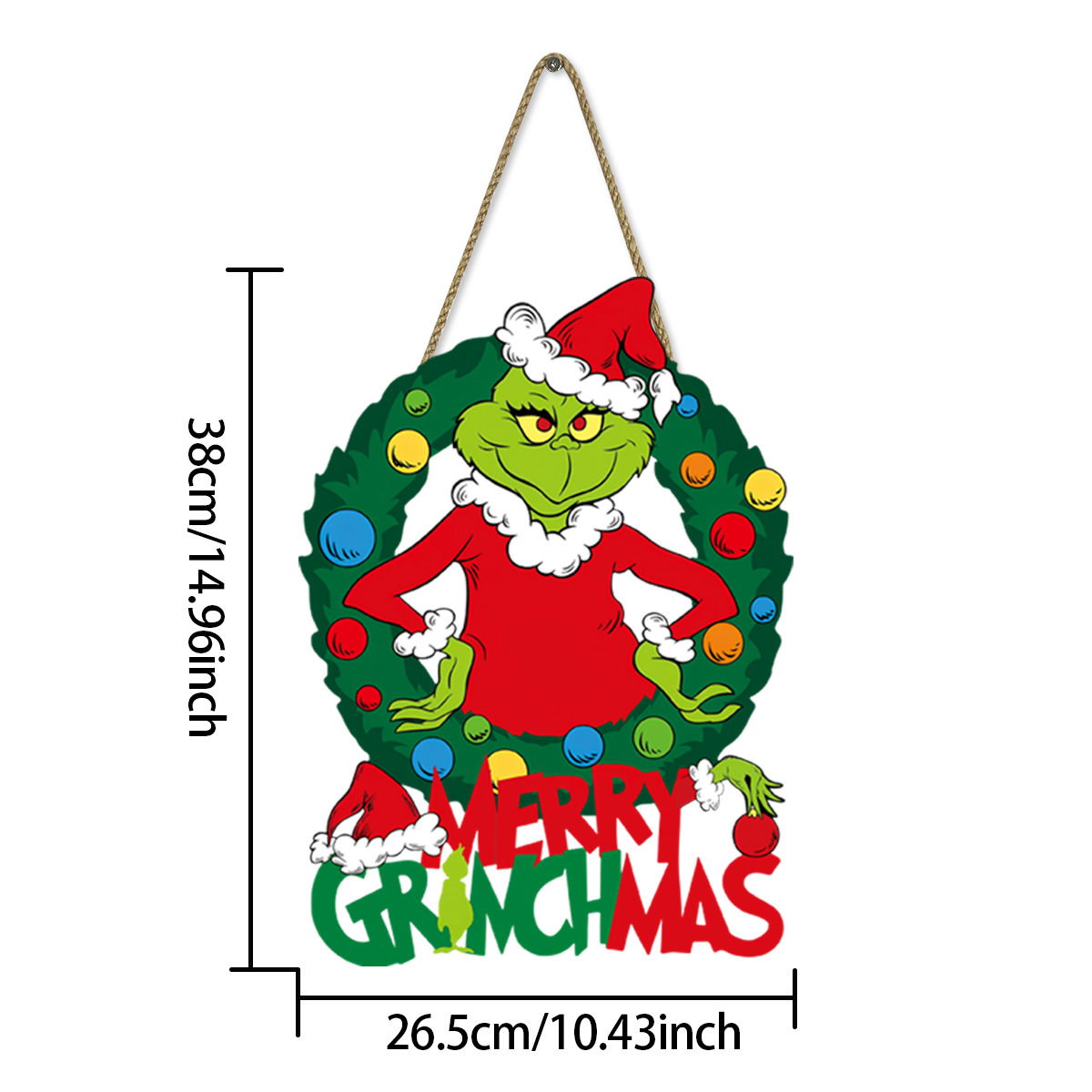 Letreros de madera de Navidad colgantes de pared festivos decoración de pared Grinch colgantes colgantes de puerta de pelo verde