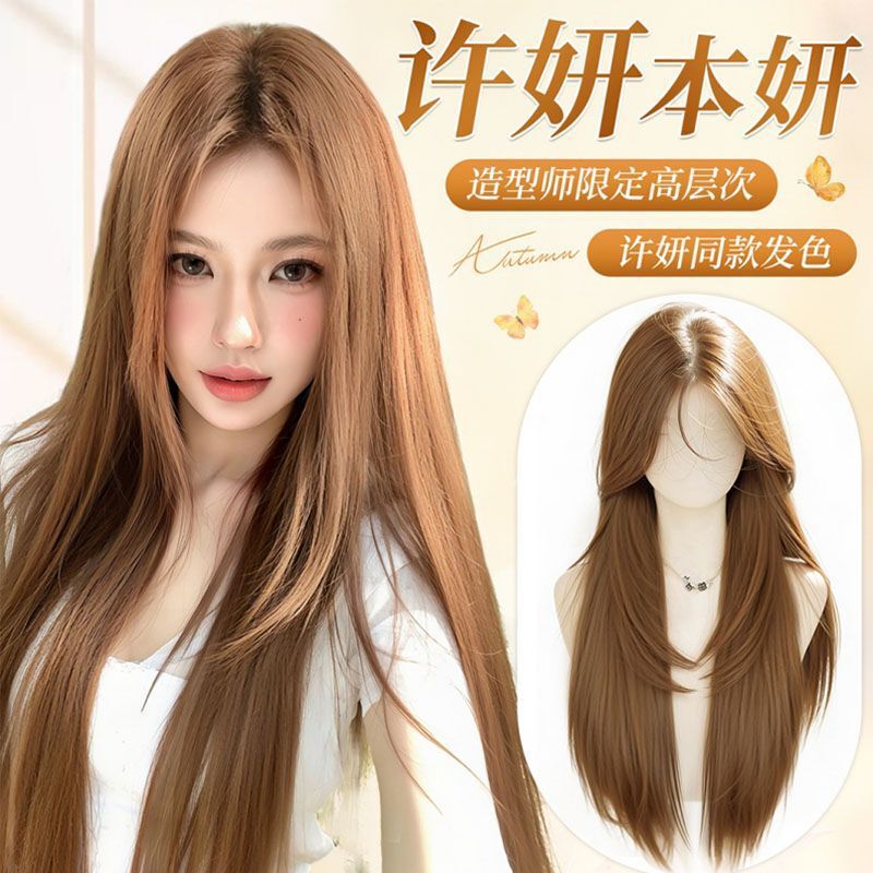Full Head Wig for Women, Same Style as Xu Yan's Wig [Autumn Latte], Lace Front Natural Long Straight Wig