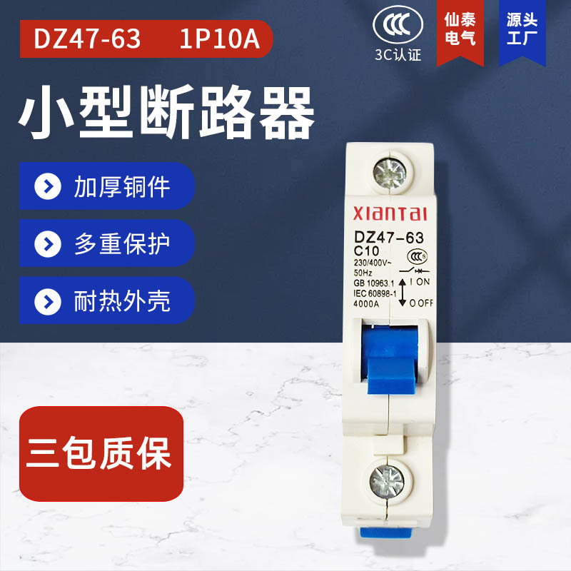 仙泰1P10小型断路器 DZ47-63空气开关 厂家供应C45小型断路器