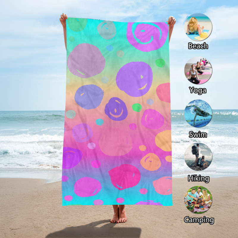 Microfiber Beach Towel, Quick-Drying, Water-Absorbent, Digitally Printed, Sun Protection Swim Shawl