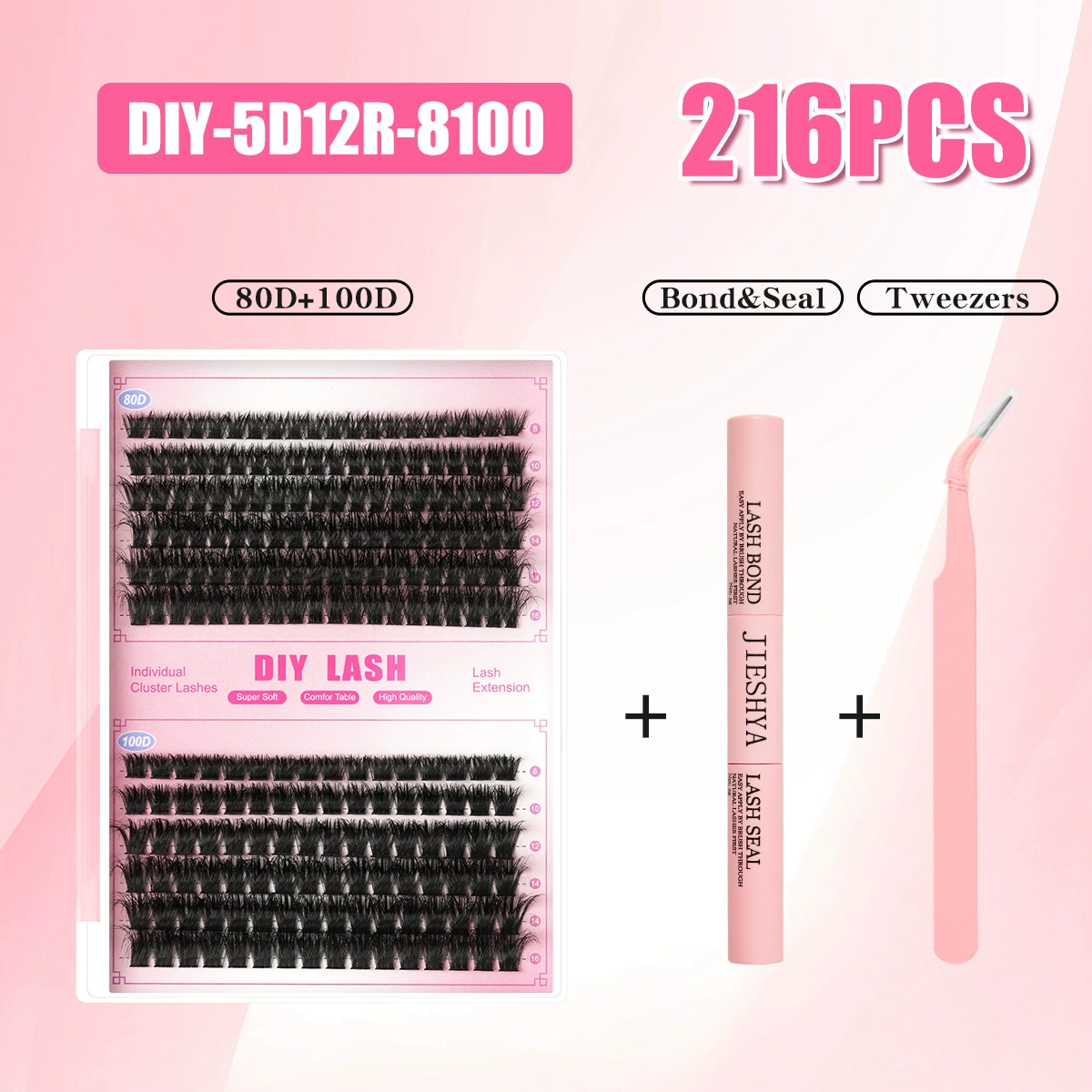 False Eyelash DIY Book, 640 pcs Clusters, 10D–40D Volume, Gift Box Kit