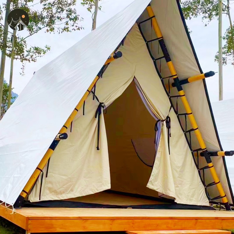 Tienda de campaña triangular de madera para camping Muye B&B, hotel, resort, zona panorámica, tienda de campaña de doble capa impermeable.