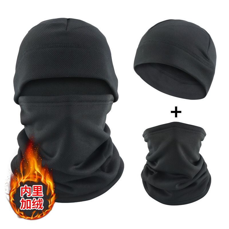 Invierno más chaqueta de terciopelo, sombrero frío, abrigo, cuello, sombrero de protector de orejas para ciclismo al aire libre, sombrero de cuello a prueba de viento, sombrero transfronterizo